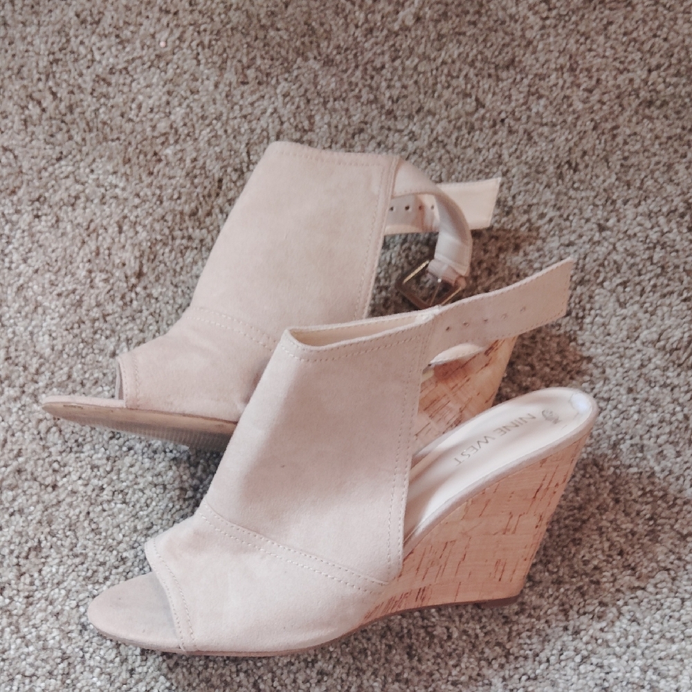 Nine West Tan Wedge Sandals
